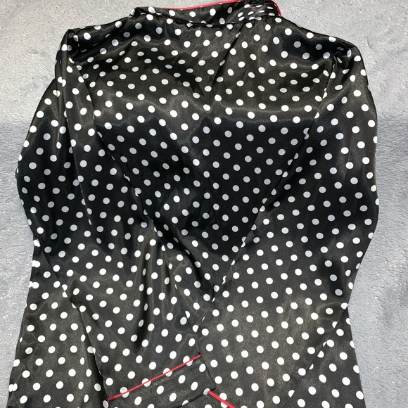 Women’s Polka Dot Satin Sleep Button Down - Picture 3 of 4